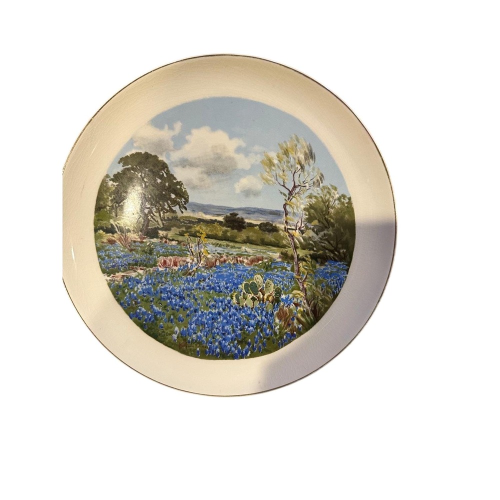 Vintage 1952 Porfirio Salinas Texas Bluebonnets Plate Dashby Kilns First Edition